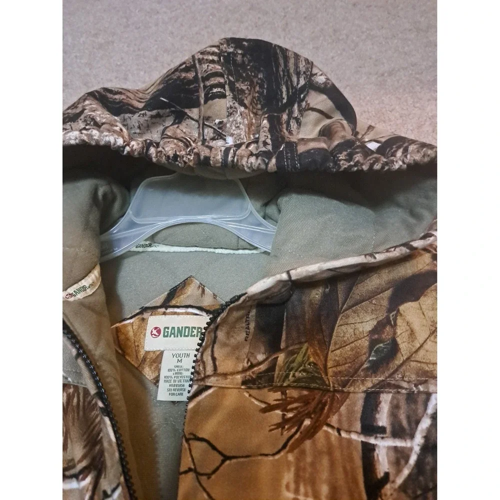 Gander Mountain Boys Camo Insulated Hooded Jacket Youth Medium 10-12 Zip Cotton
